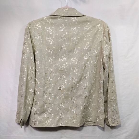Vintage Nardis of Dallas Irish Linen Blazer Women's S Floral Embroidery 80s 90s - Picture 6 of 8